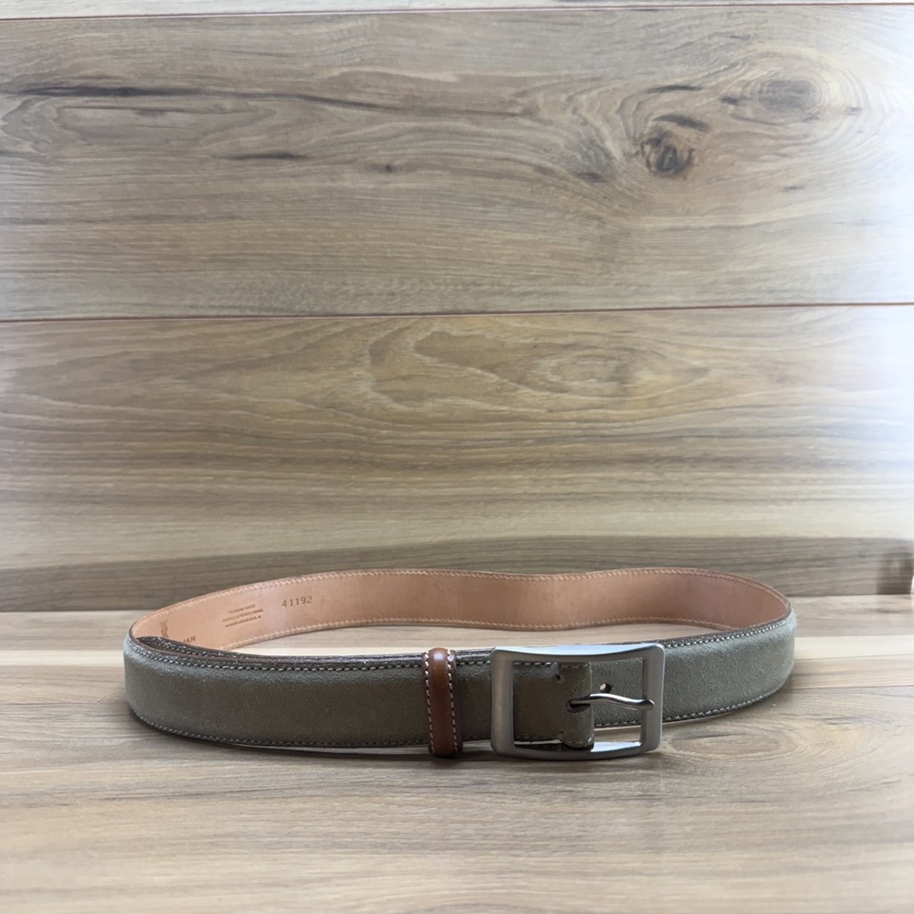 Martin Dingman Mens Belt Size 36/90 Beige Suede Business Casual Old Money